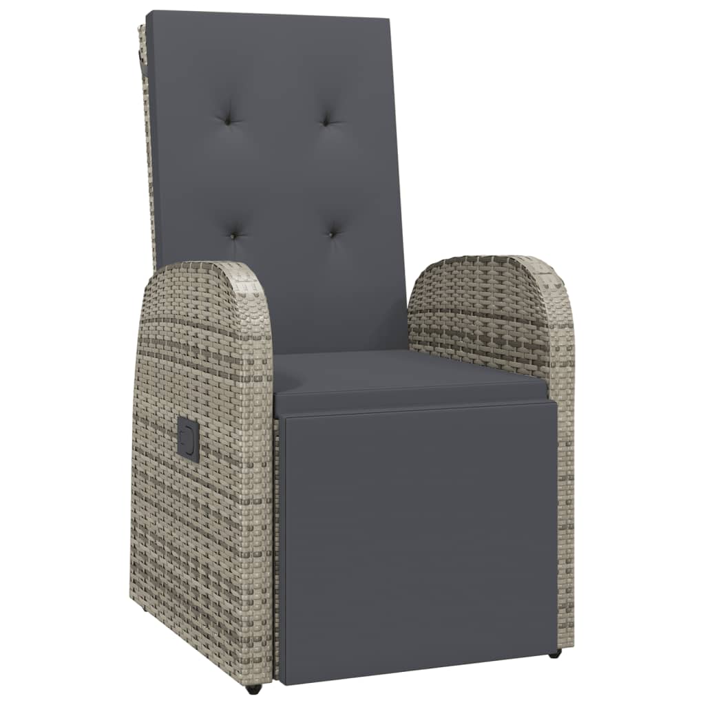 Image of vidaXL Reclining Garden Chair with Cushion Poly Rattan Grey