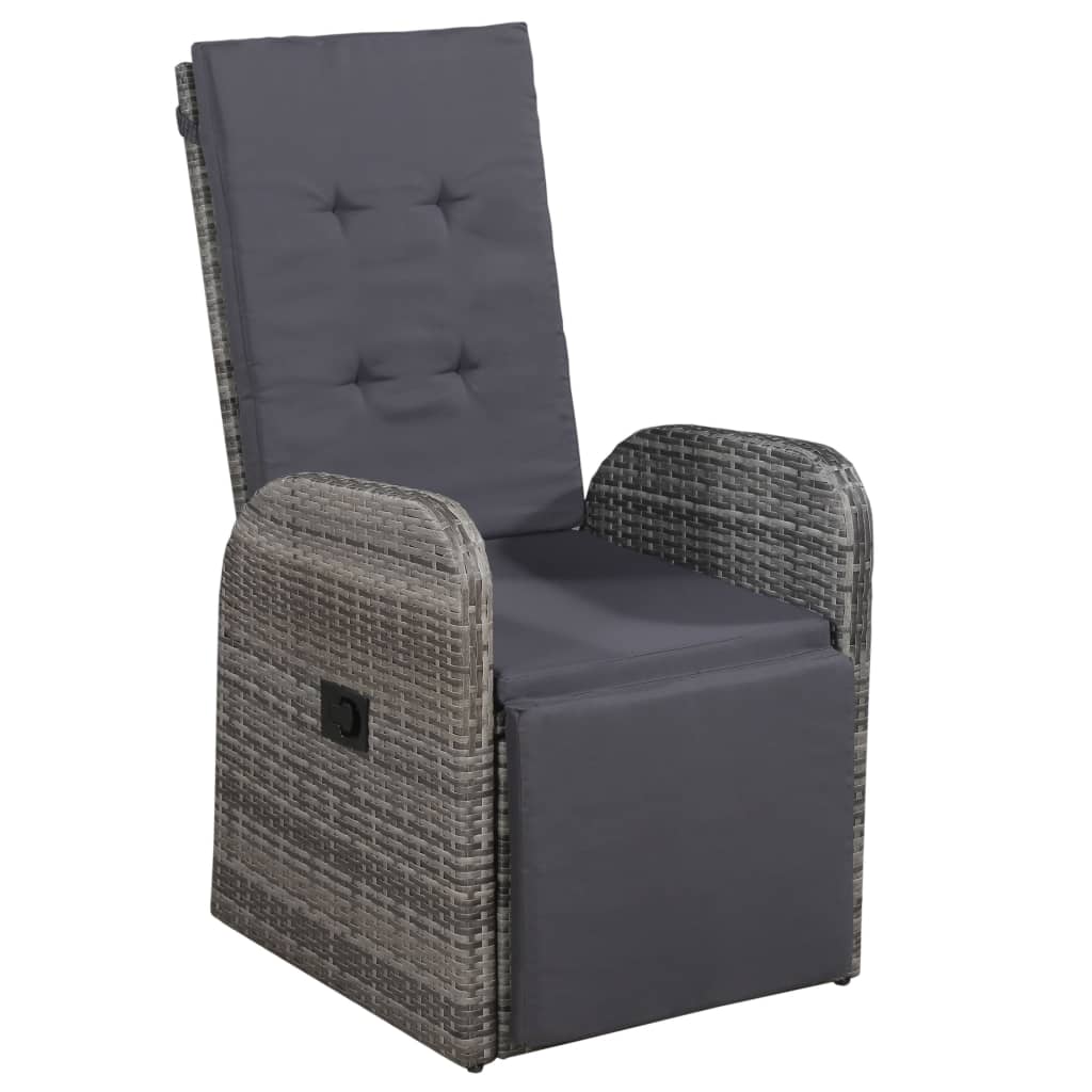 vidaXL 3-delige Bistroset met kussens poly rattan grijs afbeelding