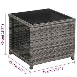 3dílný bistro set s poduškami polyratan šedý - obrázek 7