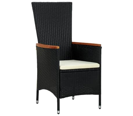 vidaXL 7 Piece Outdoor Dining Set Poly Rattan Acacia Wood Black