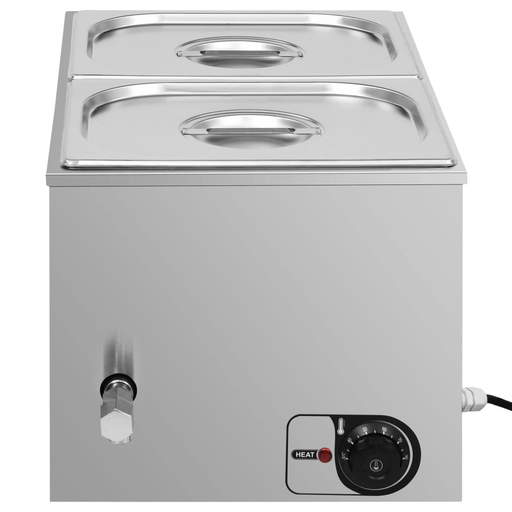 vidaXL Bain Marie Speisenwärmer Edelstahl 1500 W GN 1/2