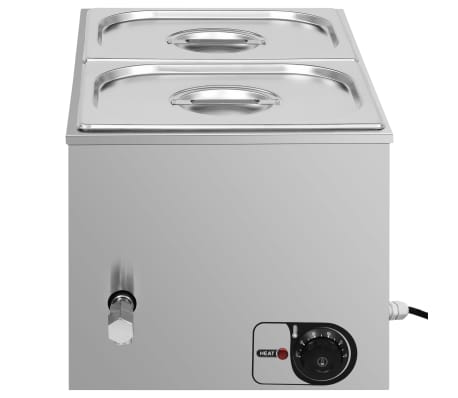 vidaXL Bain Marie Speisenwärmer Edelstahl 1500 W GN 1/2