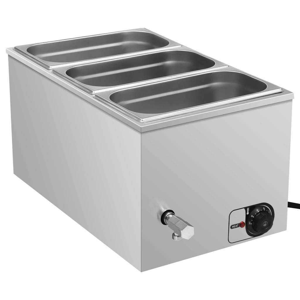 vidaXL Scaldavivande a Bagnomaria in Acciaio Inox 1500 W GN 1/3