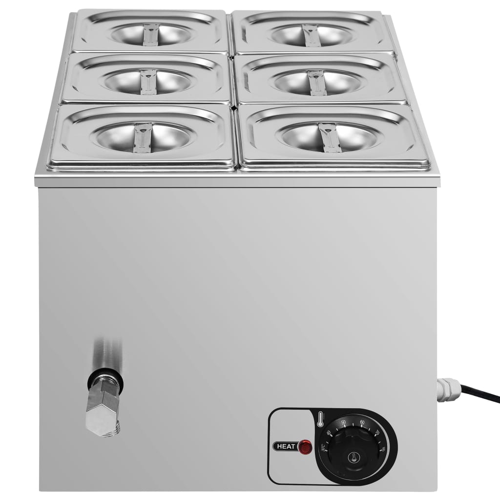 vidaXL Voedselwarmer bain-marie 1500 W GN 1/6 roestvrij staal