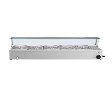 vidaXL Bain-Marie GN-Speisenwärmer Edelstahl 5 Behälter GN 1/2