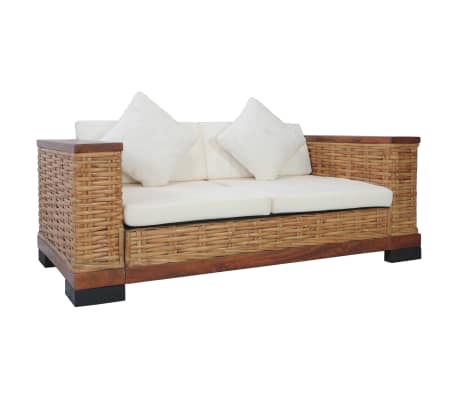 vidaXL 2-dijelni set sofa od prirodnog ratana s jastucima smeđi