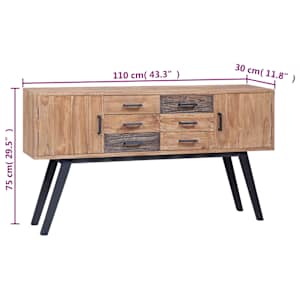 vodaXL Odkládací skříňka 110x30x75 cm masivní teak - obrázek 9