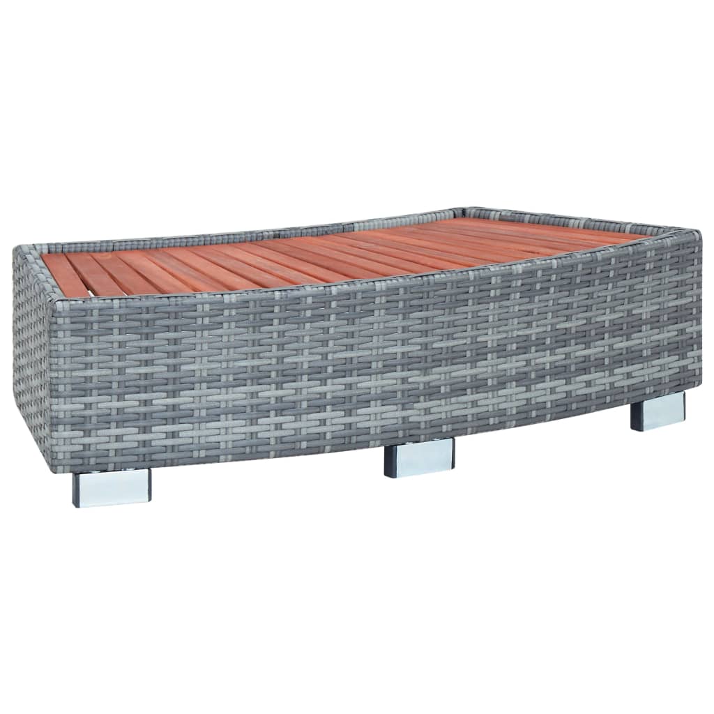 Spa-Einstiegsstufe Grau Poly Rattan 92×45×25 cm