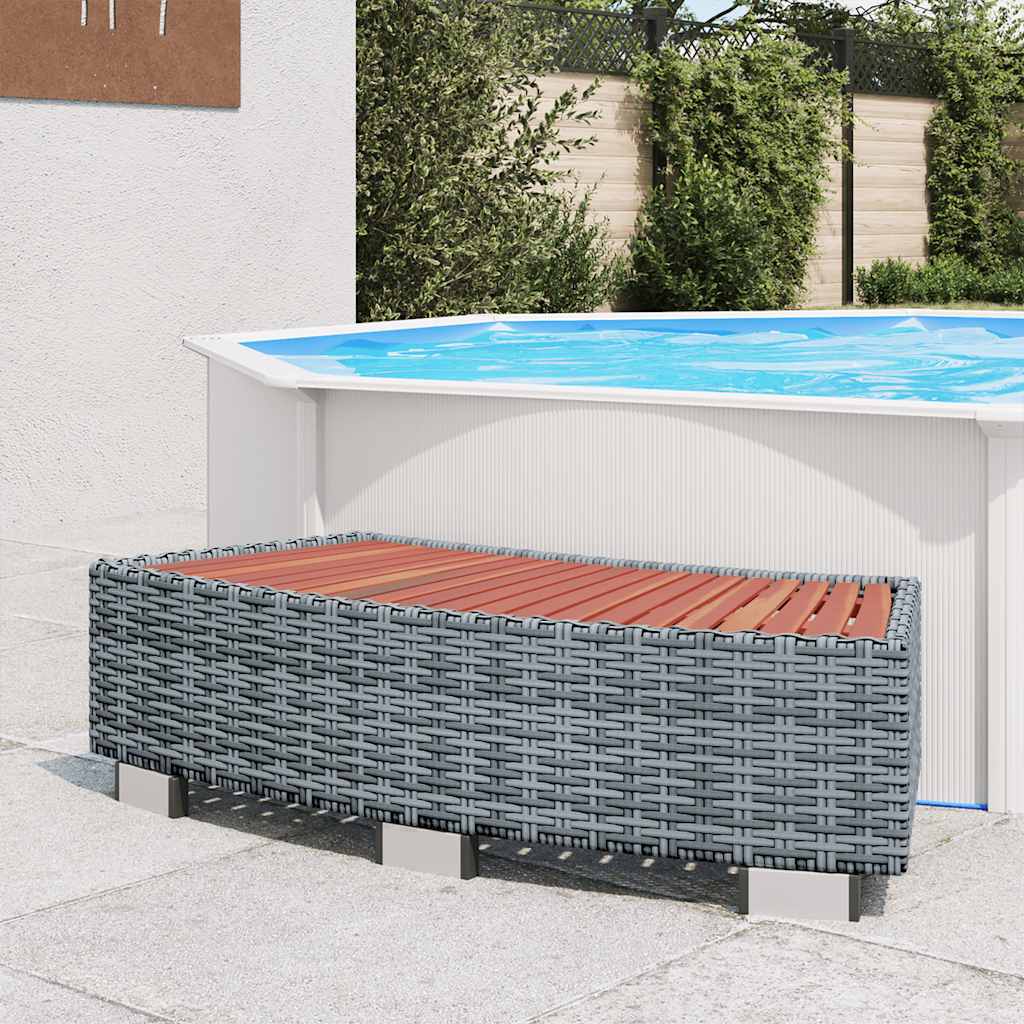 vidaXL Treaptă pentru spa, gri, 92 x 45 x 25 cm, poliratan