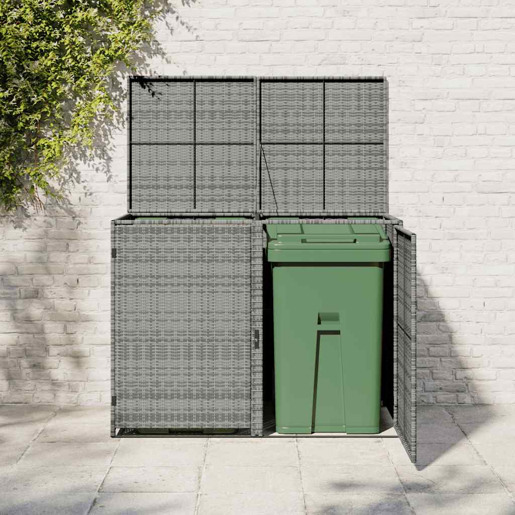 vidaXL antracit polyrattan dupla tároló gurulós kukához 148x77x111 cm