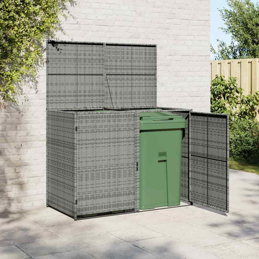 vidaXL Mülltonnenbox für 2 Tonnen Poly Rattan Anthrazit 148×77×111 cm