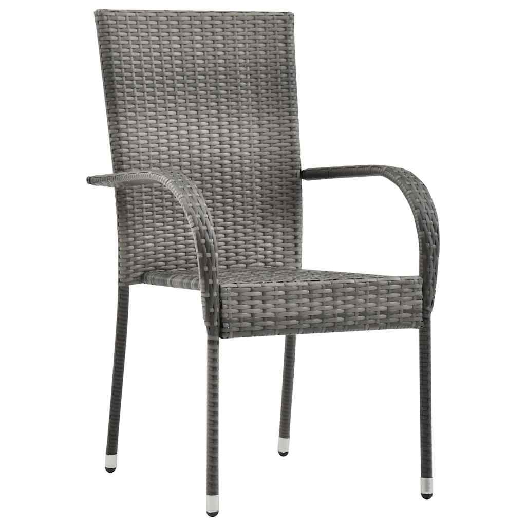 Thumbnail - vidaXL Gartenstühle Stapelbar 2 Stk. Grau Poly Rattan