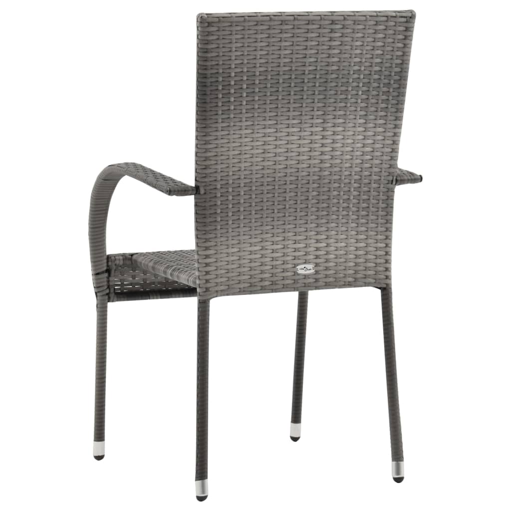  Stohovateľné vonkajšie stoličky 2 ks, sivé, polyratan