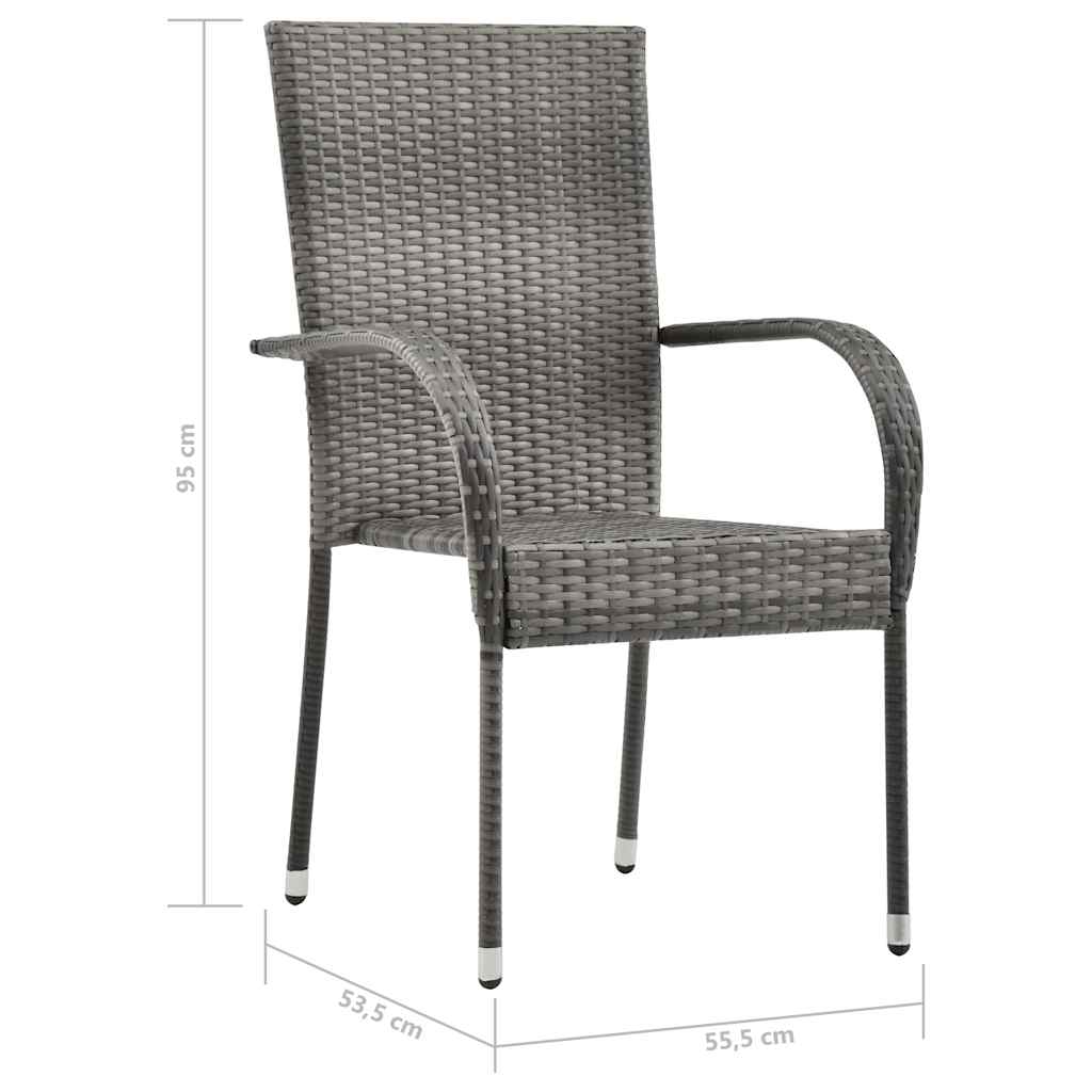 Stackable Outdoor Chairs - Poly Rattan in Brown, Black, Gray vidaXL - Picture 20 of 45