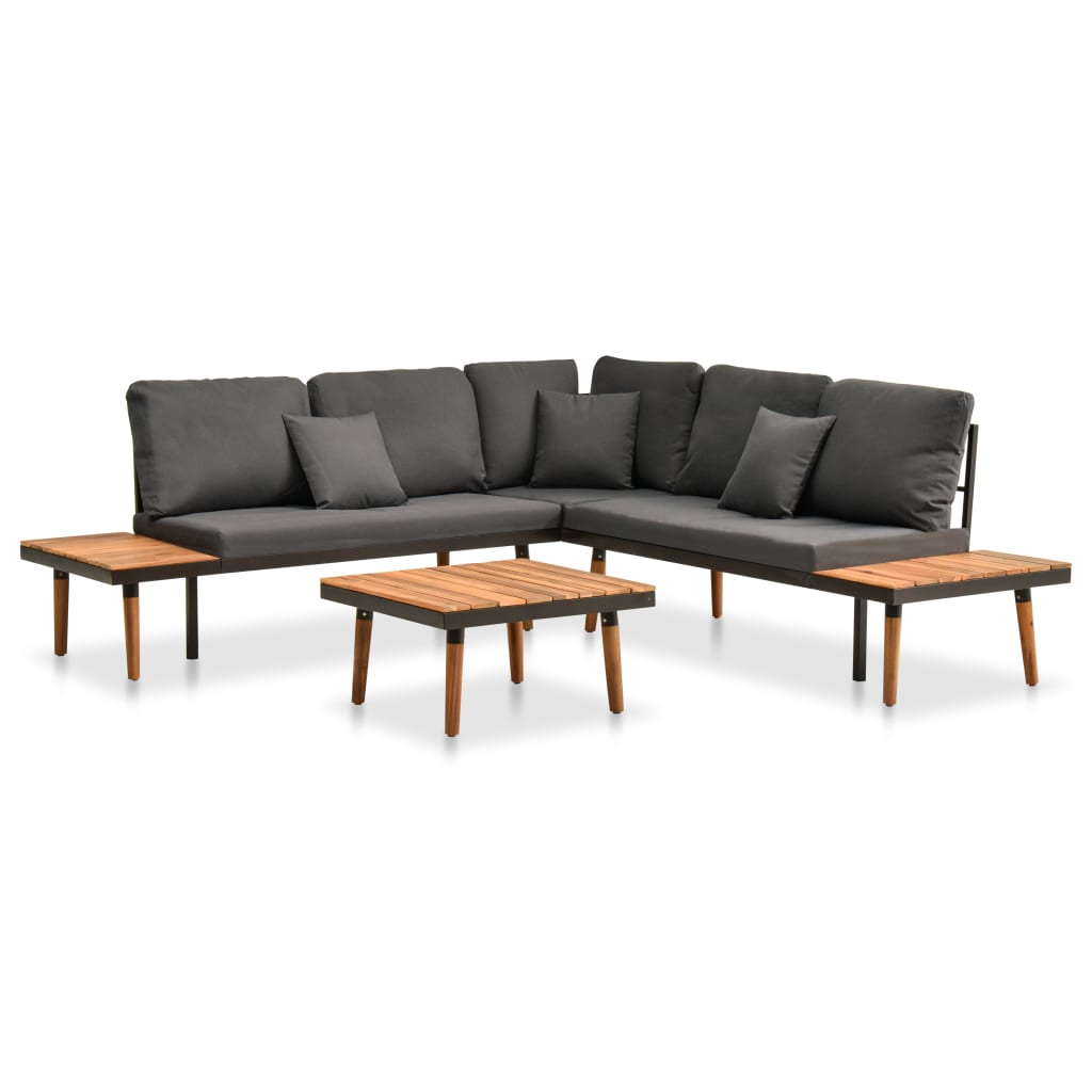 vidaXL 4-tlg. Garten-Lounge-Set mit Auflagen Massivholz Akazie