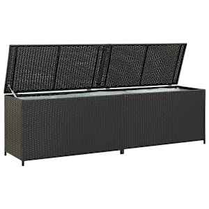 Zahradní úložný box polyratan 200 x 50 x 60 cm černý - obrázek 3