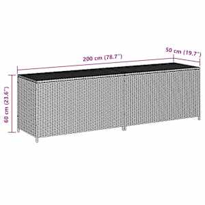 Zahradní úložný box polyratan 200 x 50 x 60 cm černý - obrázek 8