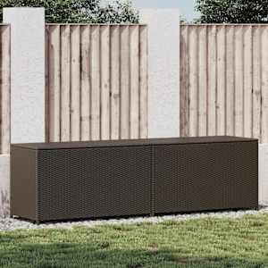 Zahradní úložný box polyratan 200 x 50 x 60 cm hnědý - obrázek 1