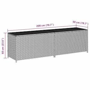Zahradní úložný box polyratan 200 x 50 x 60 cm šedý - obrázek 8