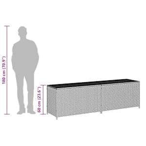 Zahradní úložný box polyratan 200 x 50 x 60 cm šedý - obrázek 9
