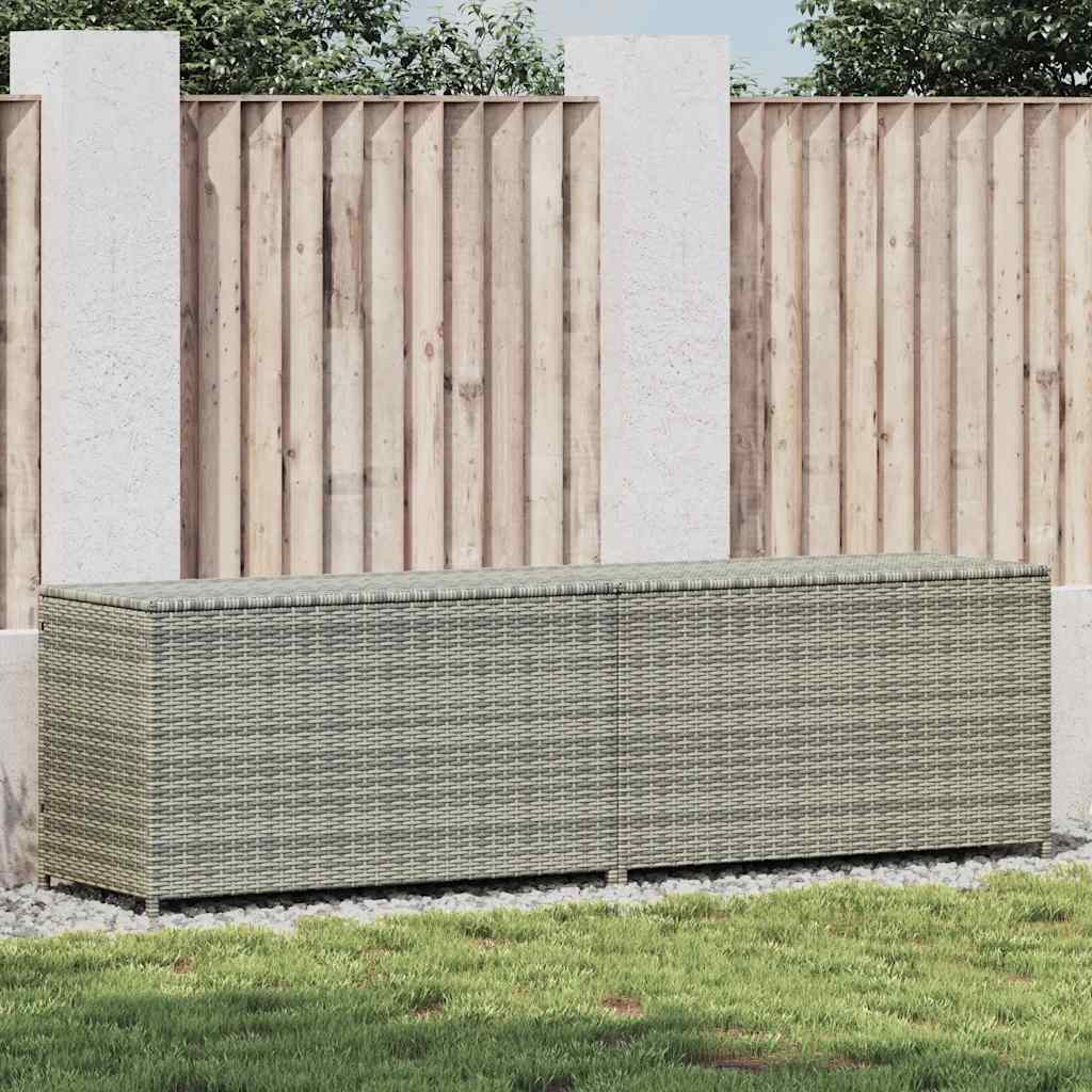 Záhradný úložný box sivý 200x50x60 cm polyratanový 46476