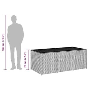 Zahradní úložný box polyratan 180 x 90 x 70 cm černý - obrázek 9