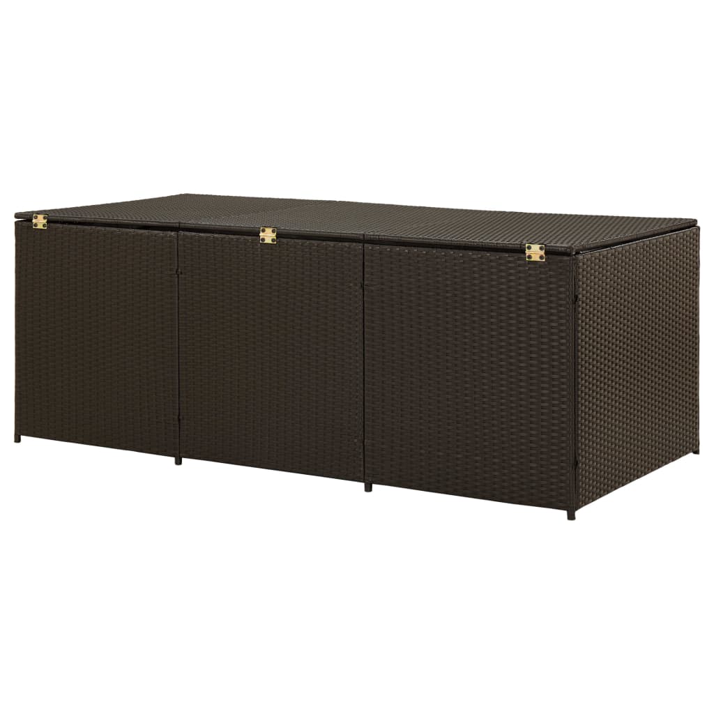 vidaXL Patio Storage Box Poly Rattan 70.8"x35.4"x29.5" Brown