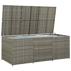 Zahradní úložný box polyratan 180 x 90 x 70 cm šedý - obrázek 3