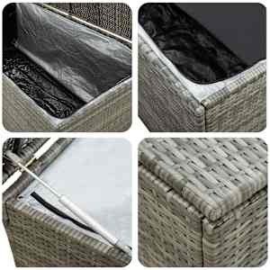Zahradní úložný box polyratan 180 x 90 x 70 cm šedý - obrázek 7