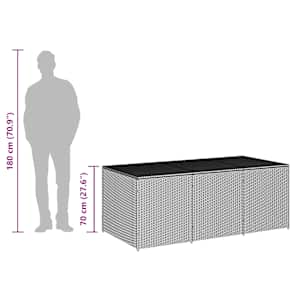 Zahradní úložný box polyratan 180 x 90 x 70 cm šedý - obrázek 9
