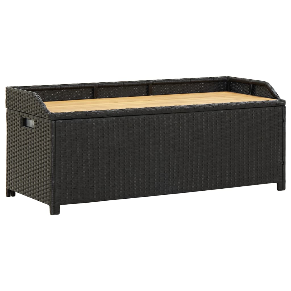 vidaXL Banc de rangement de jardin 120 cm Résine tressée Noir