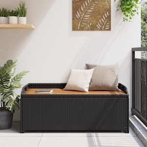 Zahradní lavice s úložným prostorem 120 cm polyratan černá - obrázek 3