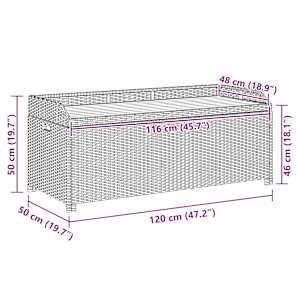 Zahradní lavice s úložným prostorem 120 cm polyratan černá - obrázek 11