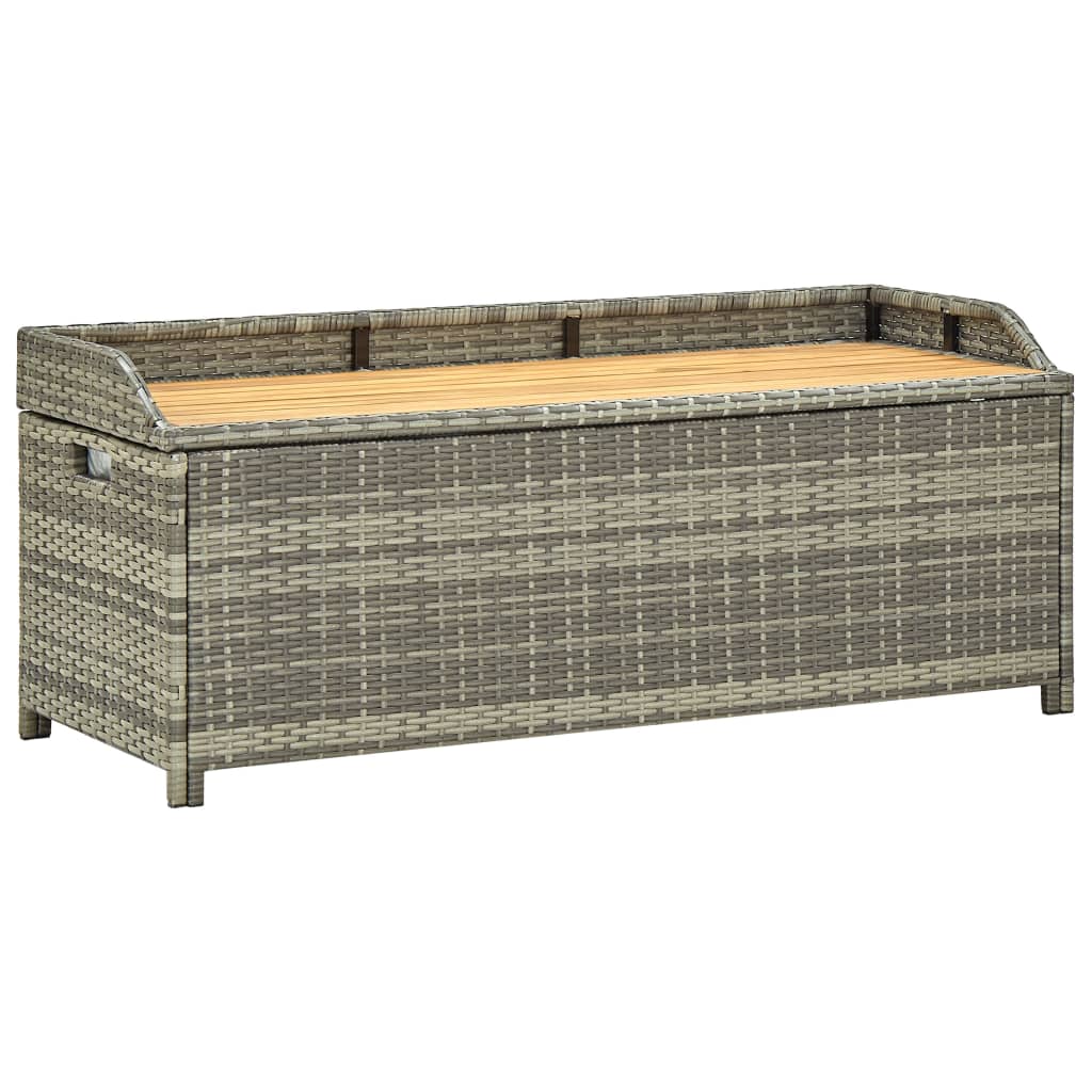 grey rattan storage bench outdoor