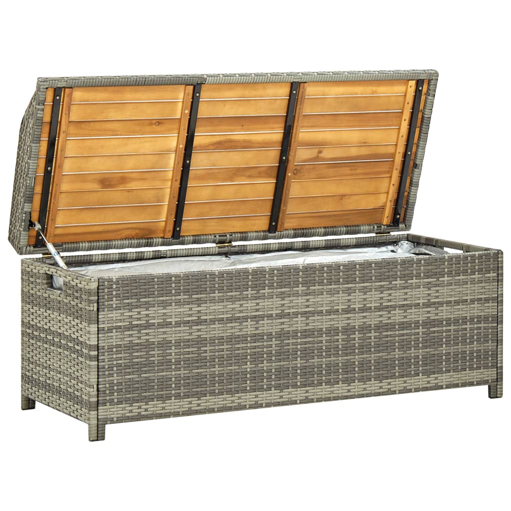 grey rattan storage bench outdoor