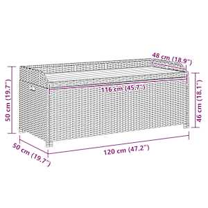 Zahradní lavice s úložným prostorem 120 cm polyratan šedá - obrázek 11