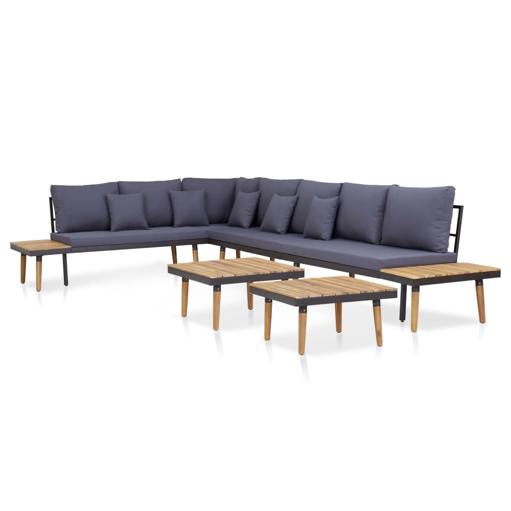 vidaXL Loungeset 7-zits met kussens massief acaciahout bruin
