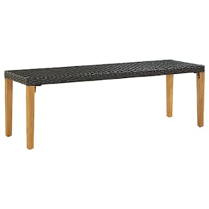 Vrtna klop 80 cm poli ratan črna