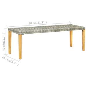 Zahradní lavice 80 cm polyratan šedá - obrázek 5