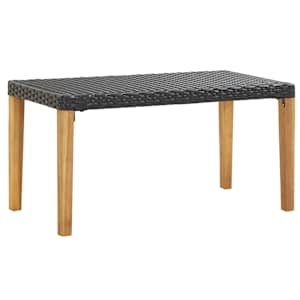 Zahradní lavice 120 cm černá polyratan a masivní akácie