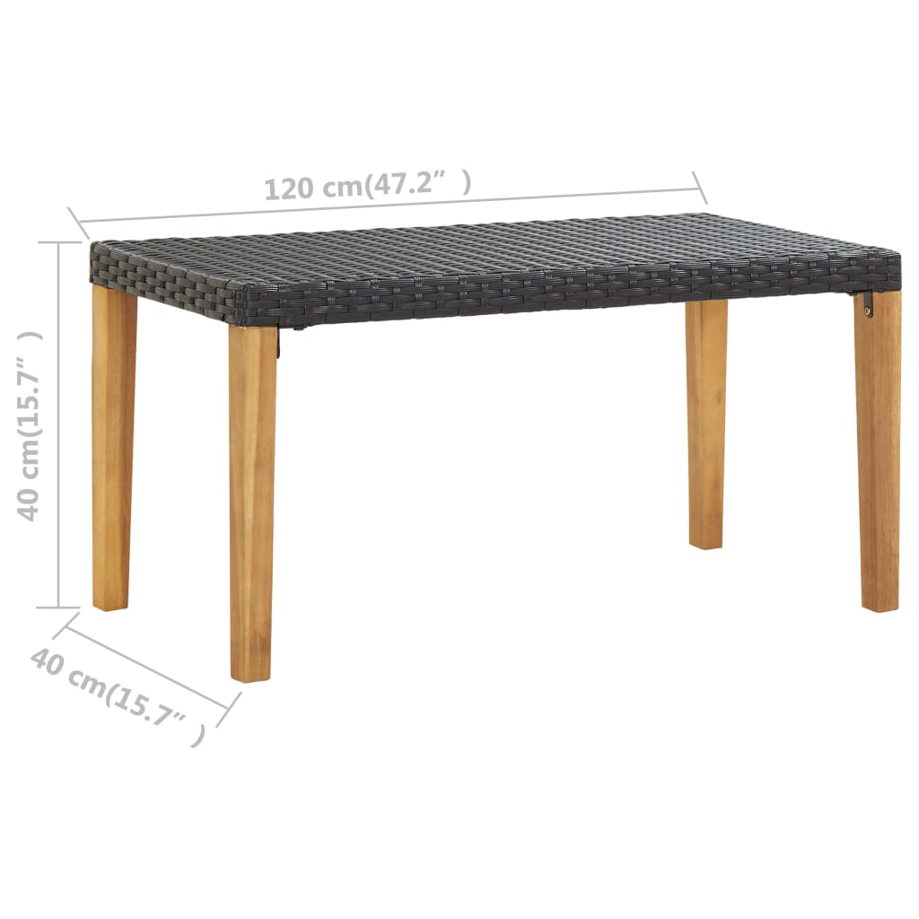 Akacja Solidna ławka ogrodowa 120cm Polirattan Ławka Wielokrotny wybór vidaXL - Zdjęcie 14 z 14