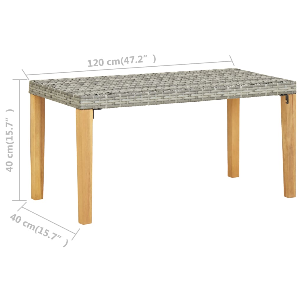 Akacja Solidna ławka ogrodowa 120cm Polirattan Ławka Wielokrotny wybór vidaXL - Zdjęcie 8 z 14