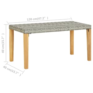 Zahradní lavice 120 cm šedá polyratan a masivní akácie - obrázek 6