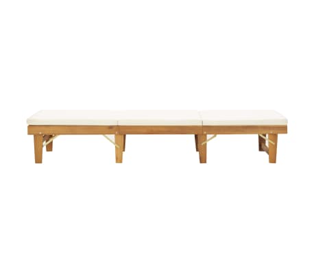 vidaXL Folding Sun Lounger with Cushion Solid Acacia Wood | vidaXL.com