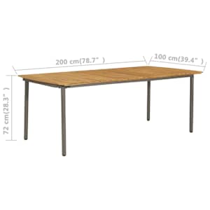 Zahradní stůl 200 x 100 x 72 cm masivní akáciové dřevo a ocel - obrázek 4