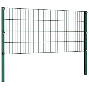 Plotový panel se sloupky železný 349 x 80 cm zelený - obrázek 3