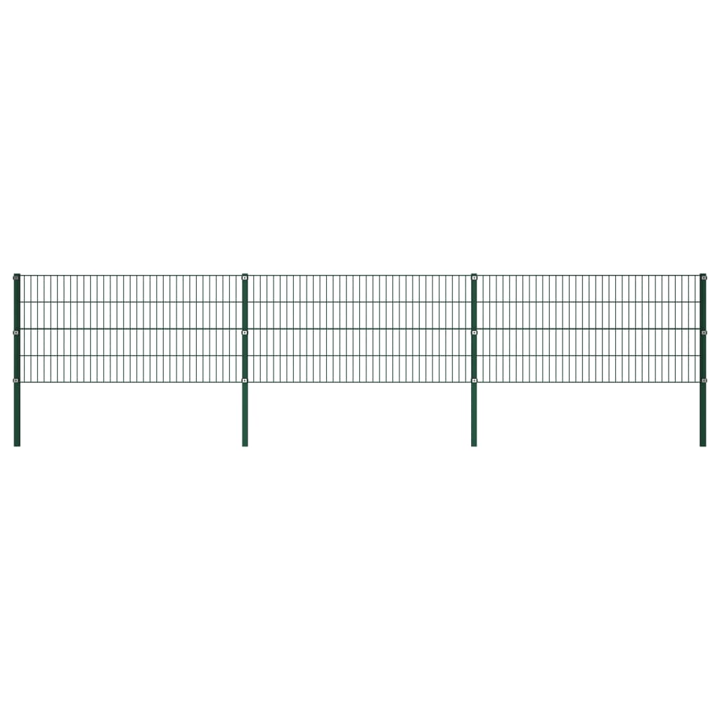 vidaXL Panou de gard cu stâlpi, verde, 5,1 x 0,8 m, fier