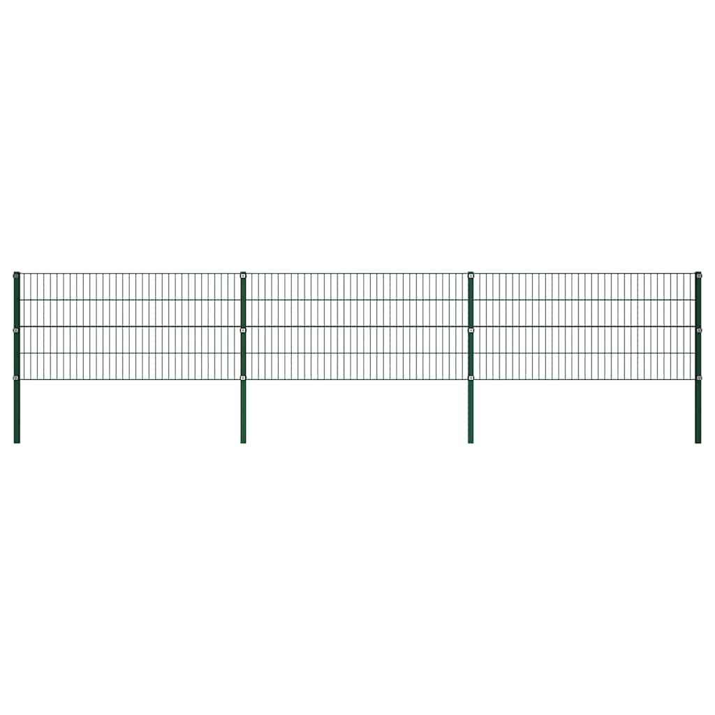 vidaXL Zaunelement mit Pfosten Eisen 522 x 80 cm Grün