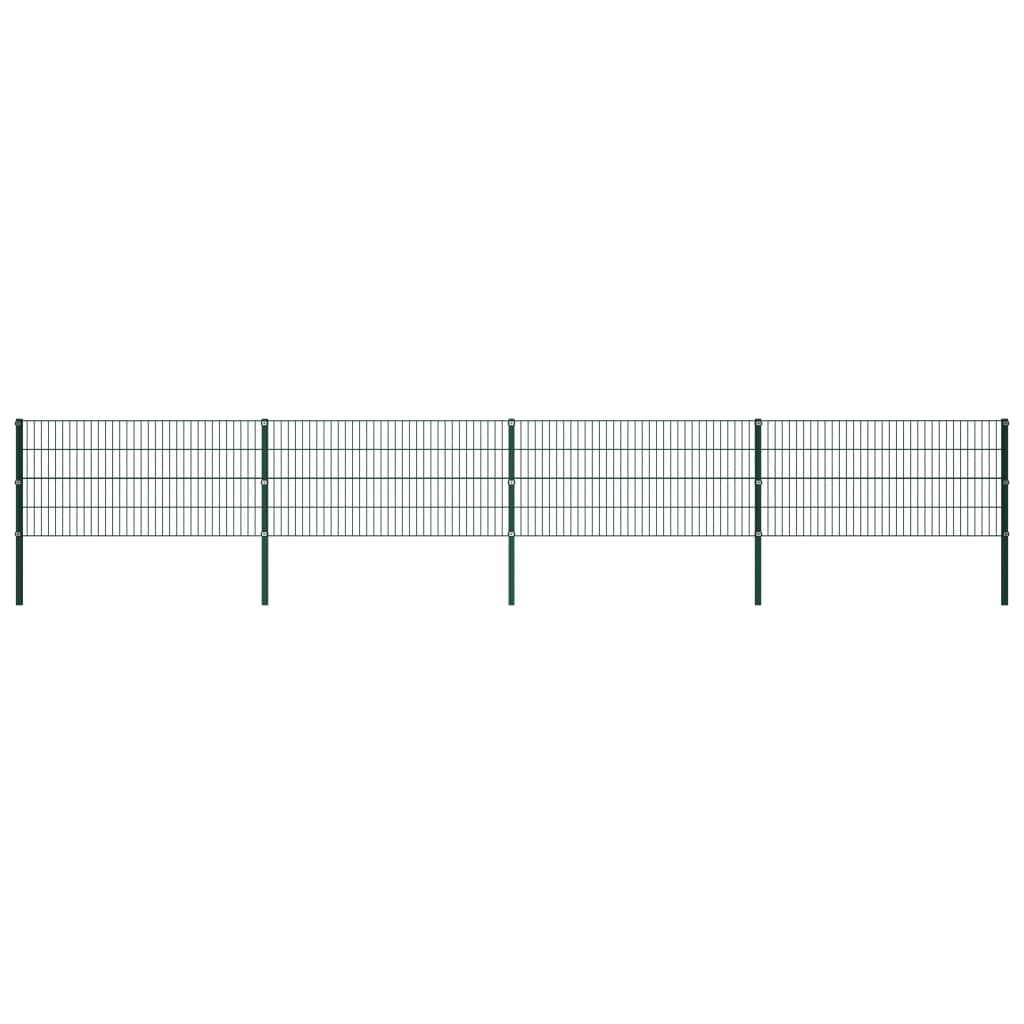 vidaXL hegnspanel med stolper 6,8 x 0,8 m jern grøn