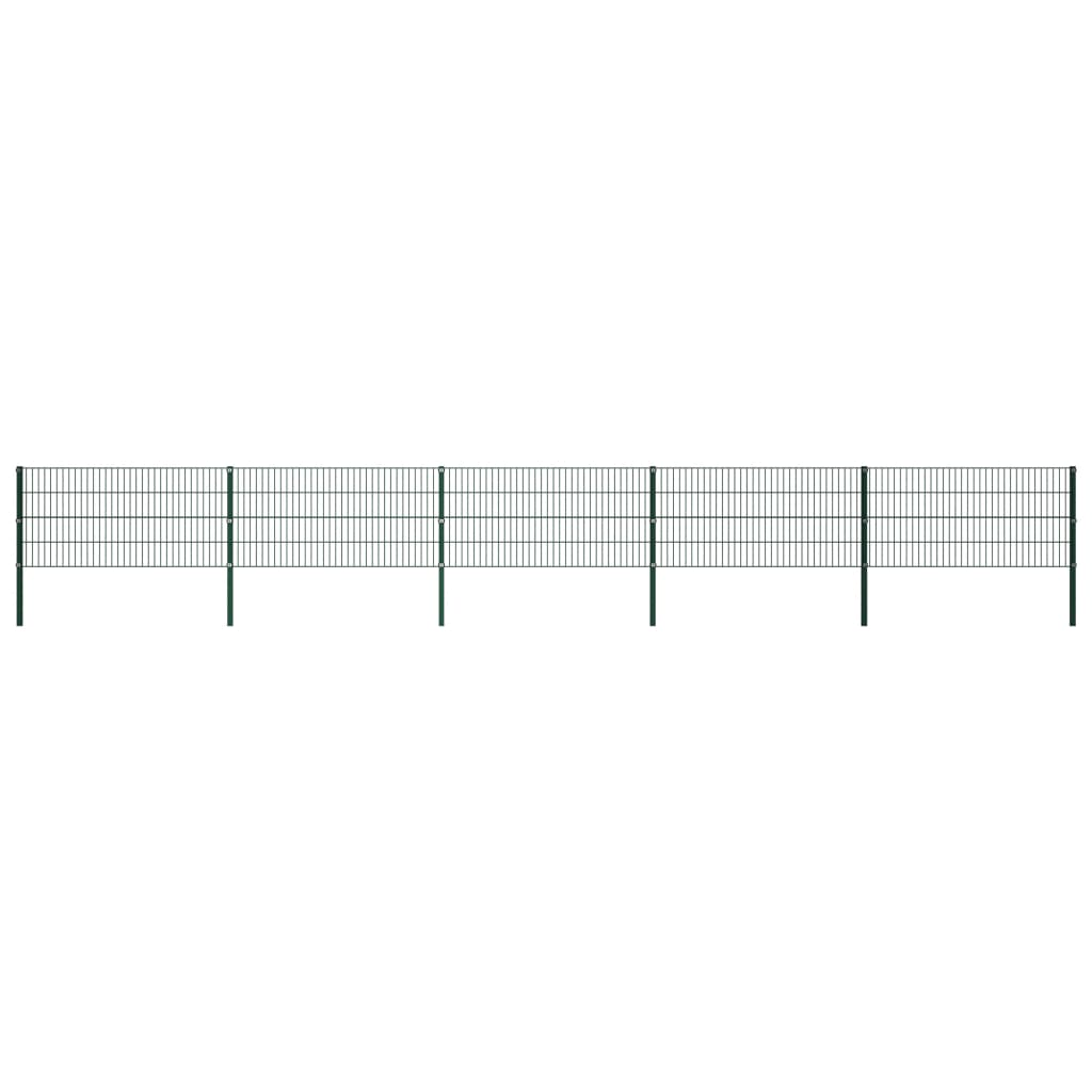 vidaXL Panou de gard cu stâlpi, verde, 8,5 x 0,8 m, fier vidaXL